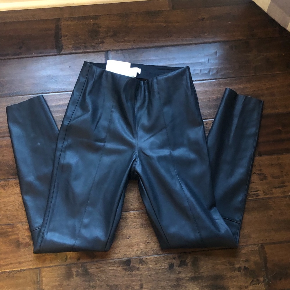 H&M Faux Leather High Waist Concealed Elastic Waistband Leggings Size 8 NWT